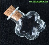 純手工吹制玻璃瓶子 梅花形香水瓶 可做項鏈吊墜